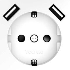 Изображение товара Розетка встраиваемая Voltum S70 с заземлением и защитными шторками, 16А, с USB, A+A, (белый матовый) VLS040402