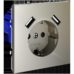 Изображение товара Встраиваемая розетка Voltum S70 с защитными шторками и USB 16А