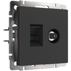 Изображение товара ТВ-розетка Werkel TV/RJ-45 6 кат черный матовый W1181308 4690389174483
