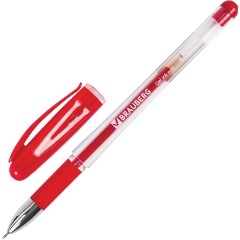 Изображение товара Ручка гелевая с грипом BRAUBERG "Geller", КРАСНАЯ, игольчатый узел 0,5 мм, линия письма 0,35 мм, 141181