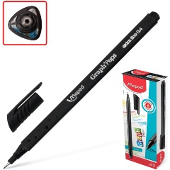 Изображение товара Ручка капиллярная (линер) MAPED (Франция) "Graph' Peps", ЧЕРНАЯ, трехгранная, корпус черный, линия письма 0,4 мм, 749111