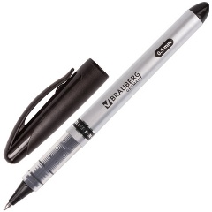 Изображение товара Ручка-роллер BRAUBERG "Control", ЧЕРНАЯ, корпус серебристый, узел 0,5 мм, линия письма 0,3 мм, 141553