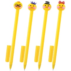 Изображение товара Ручка с топпером шариковая ЮНЛАНДИЯ "Цыпленок", корпус ассорти, СИНЯЯ, пишущий узел 0,7 мм, 143808