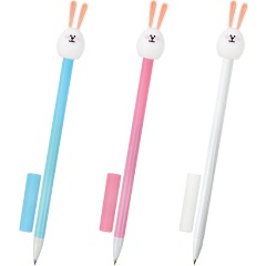 Изображение товара Ручка с топпером шариковая ЮНЛАНДИЯ "Ушастый зайка", корпус ассорти, СИНЯЯ, пишущий узел 0,7 мм, 143782