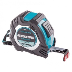 Изображение товара Рулетка GROSS 32573, Magnetisch 8 м х 25 мм, обрезиненный корпус, автоматическая фиксация, нейлоновое покрытие, зацеп с магнитом