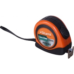 Изображение товара Рулетка Sturm! 3100303, 7,5м Х 25мм, автостоп 2х-сторонняя шкала, двойной зацеп, обрезиненный корус