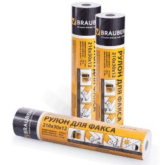 Изображение товара Рулон для факса BRAUBERG 210 мм (диаметр 45 мм, длина 28 м, втулка 12 мм)