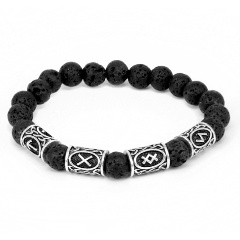 Изображение товара Мужской рунический браслет из лавы с рунами для силы и успеха
