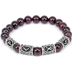 Изображение товара Рунический браслет АМУЛЕТИКА BSR052 из граната с рунами и амулетными символами