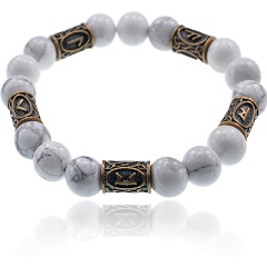 Изображение товара Рунический браслет АМУЛЕТИКА BSRL088 Усиление интуиции, 10 мм, Кахолонг