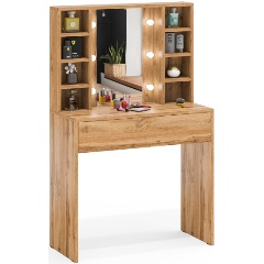 Изображение товара Стол косметический с подсветкой РВК 115, цвет дуб вотан, ШхГхВ 90х40х143,2 см., патрон Е14, шариковые направляющие