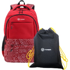 Изображение товара Школьный рюкзак TORBER T2602-22-RED-M с мешком для обуви 45x30x18 см