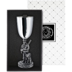 Изображение товара Рюмка для напитков Кольчугинский мельхиор Охотник посеребренная с футляром