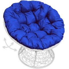 Изображение товара Садовое кресло M-GROUP Папасан пружинка ротанг белое + синяя подушка