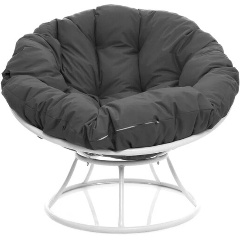 Изображение товара Садовое кресло Папасан без ротанга белое + серая подушка