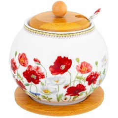 Изображение товара Сахарница Elan Gallery "Маки" 11*11*12 см 620 мл, с ложкой, на подставке