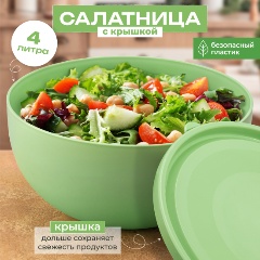 Изображение товара Светло-зеленая салатница с крышкой ELAN GALLERY 4 л