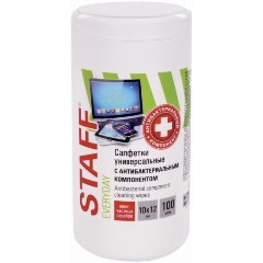 Изображение товара Влажные салфетки Staff антибактериальные универсальные, 11x12 см, 100 шт