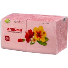 Изображение товара Салфетки бумажные 24x24 см Лайма, красные (пастель), 100% целлюлоза, 250 листов