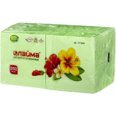 Изображение товара Салфетки бумажные 24x24 см Лайма, зеленые (пастель), 100% целлюлоза, 250 листов