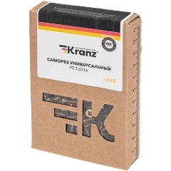 Изображение товара Саморез универсальный KRANZ 3.5х16, желтый цинк, 200 шт.