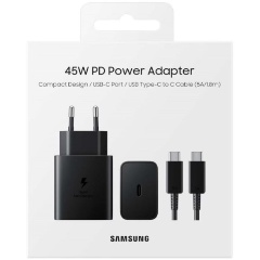 Изображение товара Сетевое зарядное устройство Samsung EP-T4510 45Вт USB-C с кабелем черное