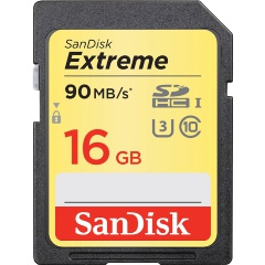 Карта памяти SanDisk Extreme SDHC 16Gb Class 10 UHS-I U3 (90/40 MB/s), SDSDXNE-016G-GNCIN
