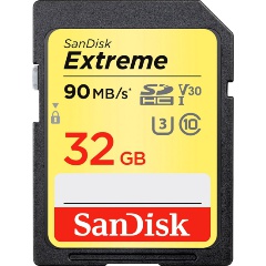 Карта памяти SanDisk Extreme SDHC 32Gb Class 10 UHS-I U3 V30 (90/40 MB/s) SDSDXVE-032G-GNCIN