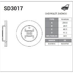 Изображение товара Диск тормозной передний SANGSIN BRAKE для CHEVROLET Lacetti 04-