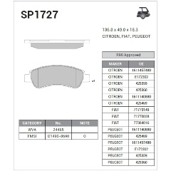 Изображение товара Задние тормозные колодки SANGSIN BRAKE для CITROEN PEUGEOT FIAT 4 шт