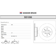 Изображение товара Диск тормозной передний SANGSIN BRAKE для Hyundai Getz 1.1i-1.6i 02-, 1 шт
