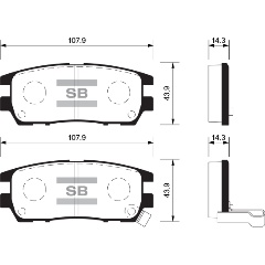Изображение товара Задние тормозные колодки SANGSIN BRAKE для Mitsubishi GALANT, Pajero, Space, комплект 4 шт