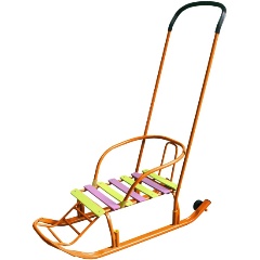 Изображение товара Детские санки Galaxy Шустрик 002 с колесиками оранжевые универсальные для детей 1-6 лет