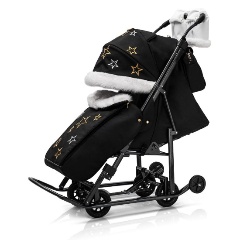 Изображение товара Санки-коляска Pikate Limited Edition Черный для зимних прогулок