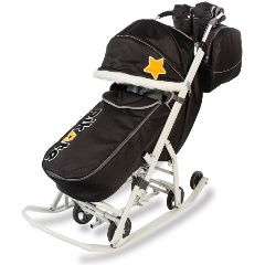 Изображение товара Санки-коляска Pikate Премьер чёрный