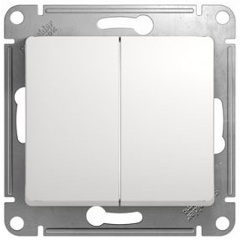 Изображение товара Переключатель SCHNEIDER ELECTRIC 2-клавишный, сх.6, 10АХ SE Glossa Белый, GSL000165