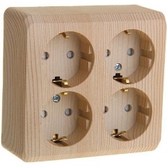 Изображение товара Розетка SCHNEIDER ELECTRIC 4-ая с/з со шторками SE Этюд наруж, Дача Сосна, PA16-208D