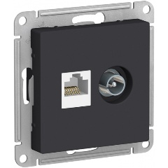 Изображение товара Розетка двойная ТВ + компьютерная RJ45 SCHNEIDER ELECTRIC ATLASDESIGN, кат. 5Е, КАРБОН