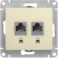 Изображение товара Розетка SCHNEIDER ELECTRIC GLOSSA двойная компьютерная RJ45+RJ45, кат.5E, механизм, БЕЖЕВЫЙ