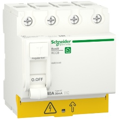Изображение товара Устройство защитного отключения (УЗО) SCHNEIDER ELECTRIC RESI9 40А 4P 30мА тип AC, R9R51440