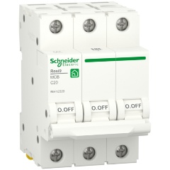 Изображение товара Автоматический выключатель SCHNEIDER ELECTRIC RESI9 (АВ) С 20А 3P 6000А, R9F12320