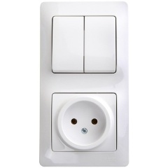 Изображение товара Блок SCHNEIDER ELECTRIC розетка и 2-кл. Выключатель SE Glossa Бел