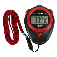 Изображение товара Секундомер TORRES Stopwatch, арт.SW-002, часы, будильник, дата, шнур с карабином, черно-красный