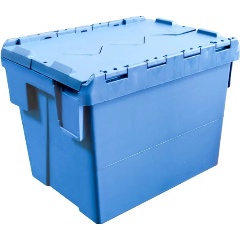 Изображение товара Синий пластиковый ящик SEMBOL PLASTIK 400х300х305 с крышкой для хранения и транспортировки
