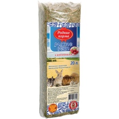 Изображение товара Сено с Шиповником РОДНЫЕ КОРМА 20 литров для домашних питомцев