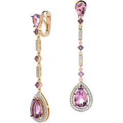 Изображение товара Серьги из желтого золота с сапфирами и аметистами коллекции Violet