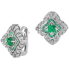 Изображение товара Серьги из белого золота 585 с сапфирами изумрудами и бриллиантами GARDEN