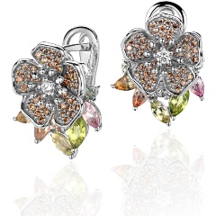 Изображение товара Элегантные серебряные серьги с бриллиантами и сапфирами из коллекции SYMPHONY OF COLORS