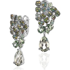 Изображение товара Серьги GEVORKYAN 01С6213501-3 из белого золота с бриллиантом и турмалинами