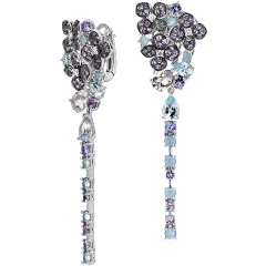 Изображение товара Золотые серьги с бриллиантами сапфирами тазанитами и топазами коллекция SYMPHONY OF COLORS